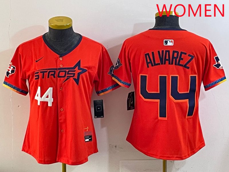 Women Houston Astros #44 Alvarez Orange Fourth generation Joint Name Nike 2025 MLB Jersey style 3->women mlb jersey->Women Jersey